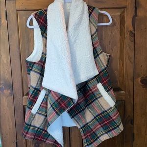 Fleece plaid over coat